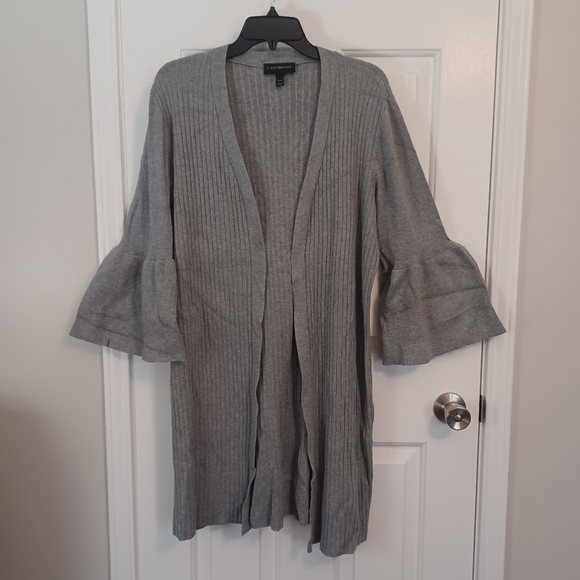 Lane Bryant Bell Sleeve Cardigan Sweater Gray Sz 14/16 - Picture 1 of 4